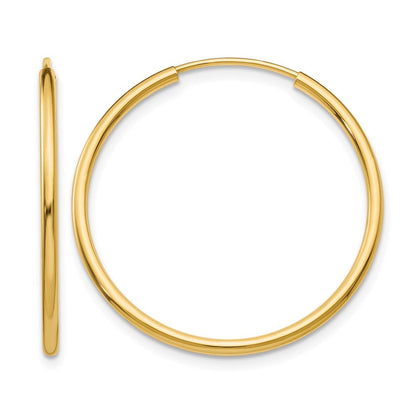 14K Gelbgold 1.2mm Poliert Rund Endlos Creolen