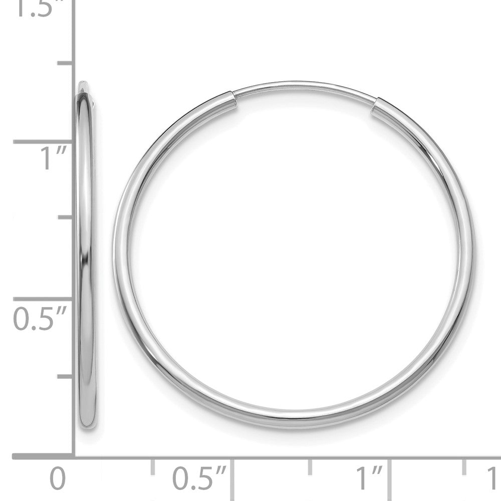14K Weißgold 1.2mm Poliert Endlos Creolen