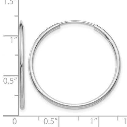 14K Weißgold 1.2mm Poliert Endlos Creolen