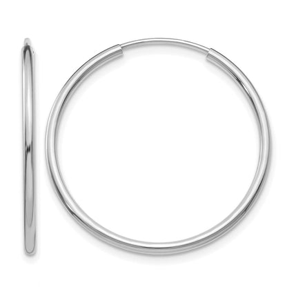 14K Weißgold 1.2mm Poliert Endlos Creolen