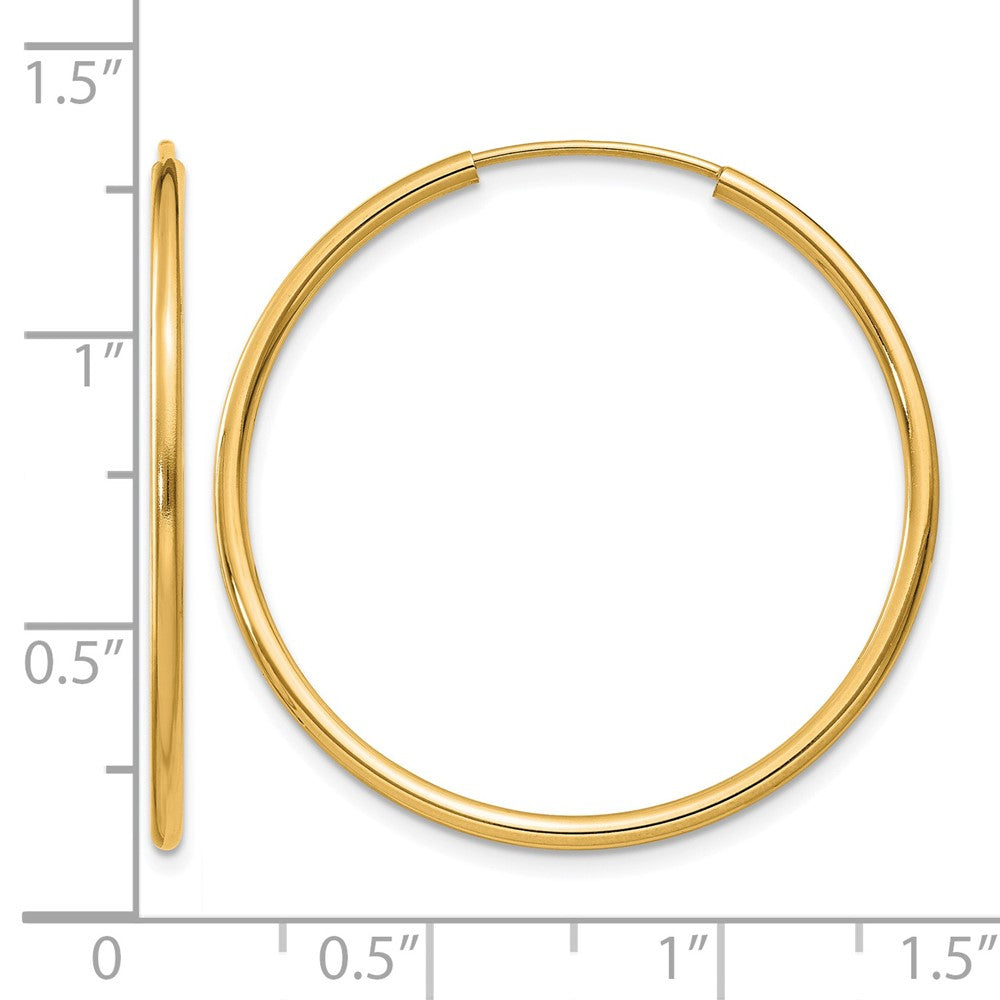 14K Gelbgold 1.2mm Poliert Rund Endlos Creolen