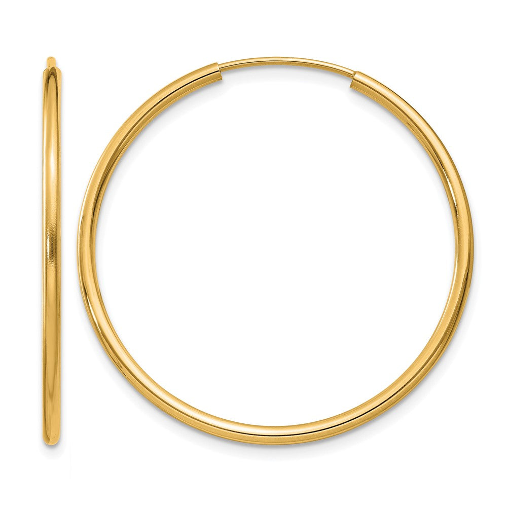 14K Gelbgold 1.2mm Poliert Rund Endlos Creolen