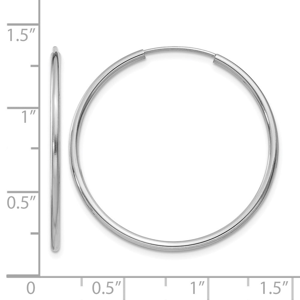 14K Weißgold 1.2mm Poliert Endlos Creolen