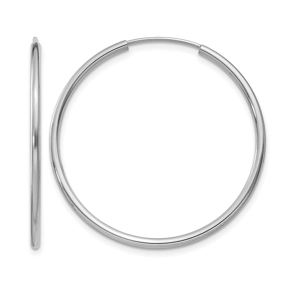 14K Weißgold 1.2mm Poliert Endlos Creolen