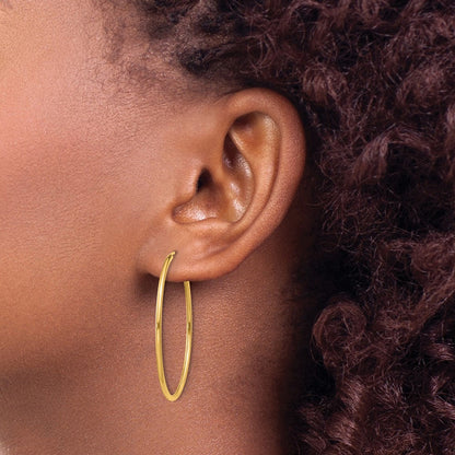 14K Gelbgold 1.2mm Poliert Rund Endlos Creolen