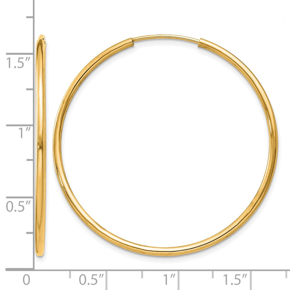 14K Gelbgold 1.2mm Poliert Rund Endlos Creolen