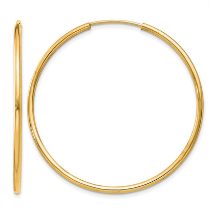14K Gelbgold 1.2mm Poliert Rund Endlos Creolen