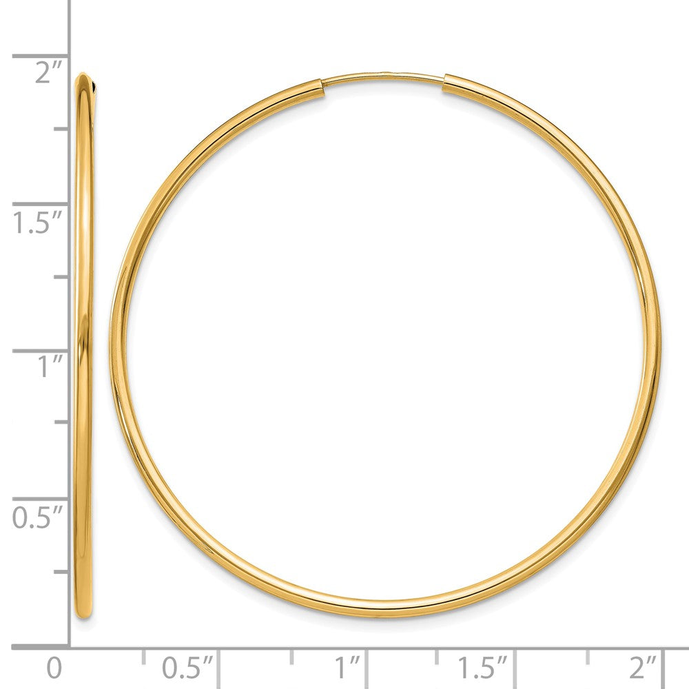 14K Gelbgold 1.2mm Poliert Rund Endlos Creolen
