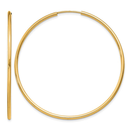 14K Gelbgold 1.2mm Poliert Rund Endlos Creolen