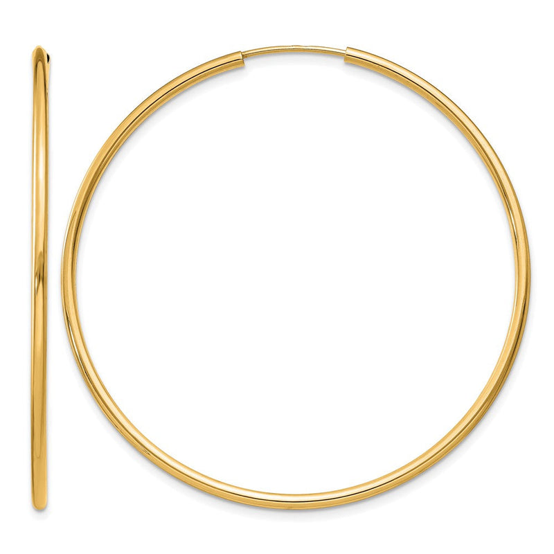 14K Gelbgold 1.2mm Poliert Rund Endlos Creolen