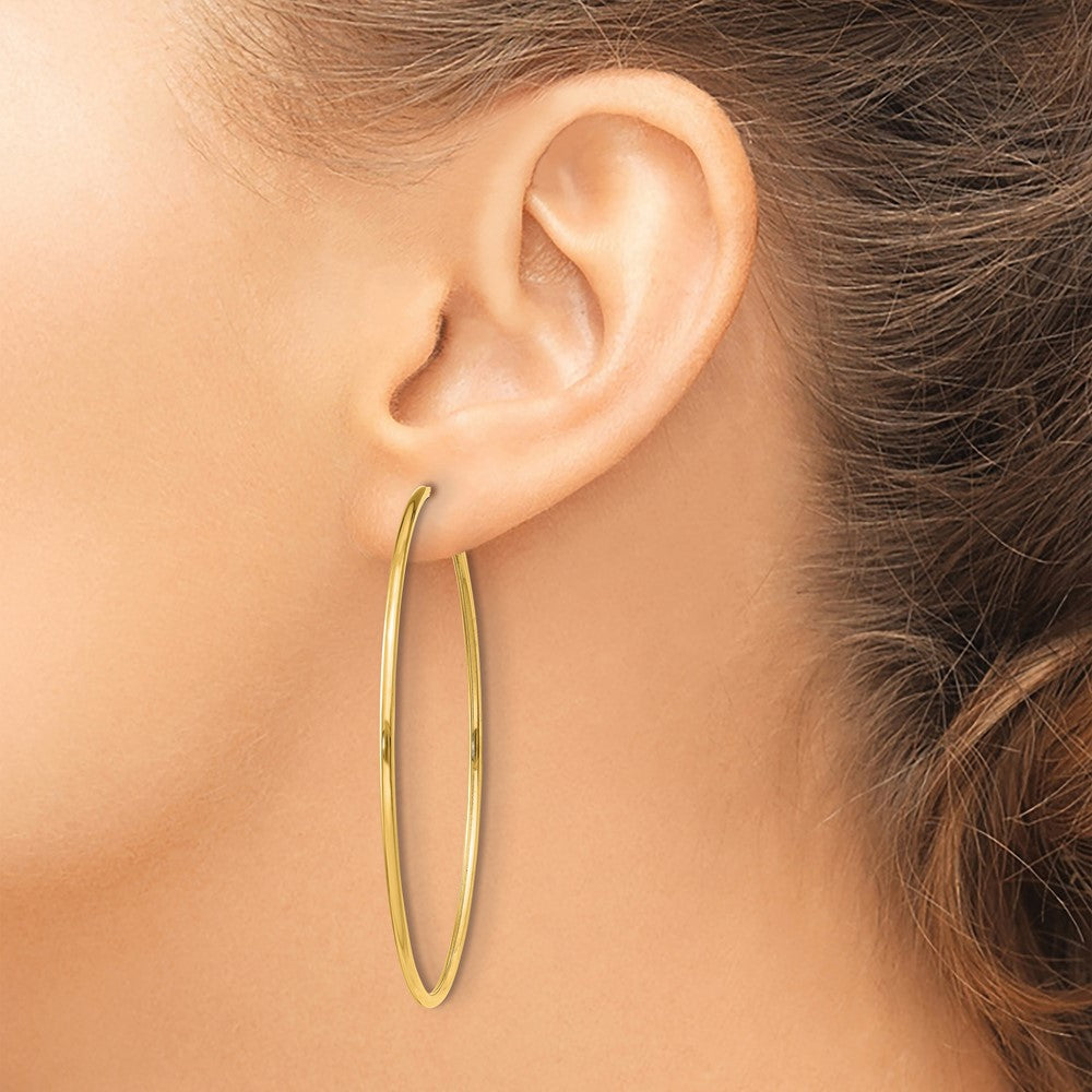 14K Gelbgold 1.2mm Poliert Rund Endlos Creolen