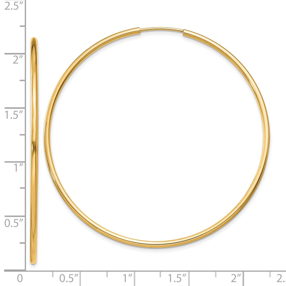 14K Gelbgold 1.2mm Poliert Rund Endlos Creolen