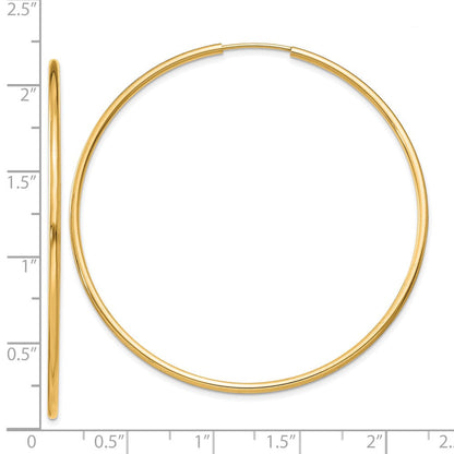 14K Gelbgold 1.2mm Poliert Rund Endlos Creolen