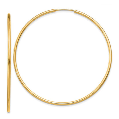 14K Gelbgold 1.2mm Poliert Rund Endlos Creolen