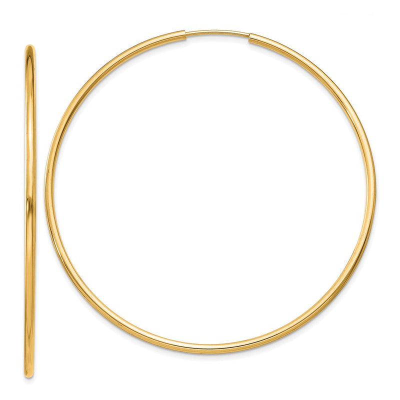 14K Gelbgold 1.2mm Poliert Rund Endlos Creolen