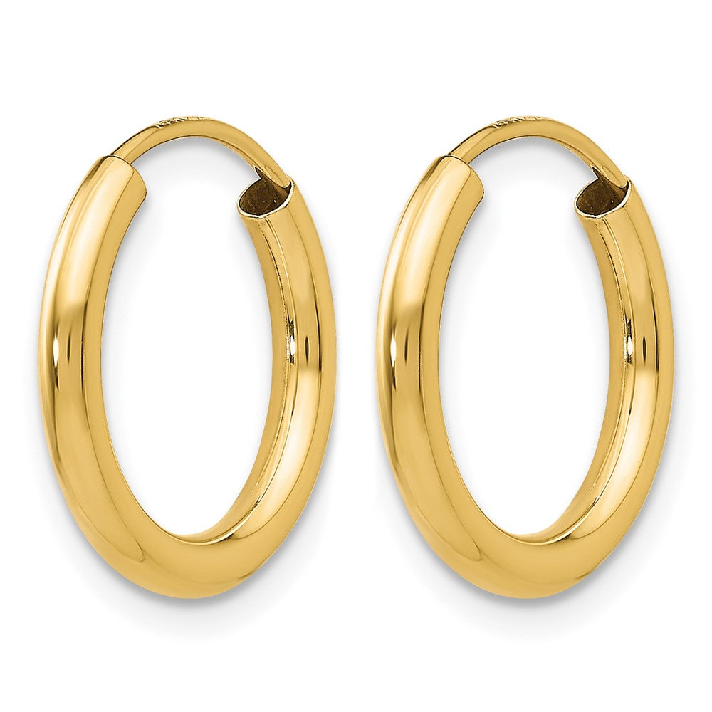 14K Gelbgold Poliert Rund Endlos 2mm Creolen