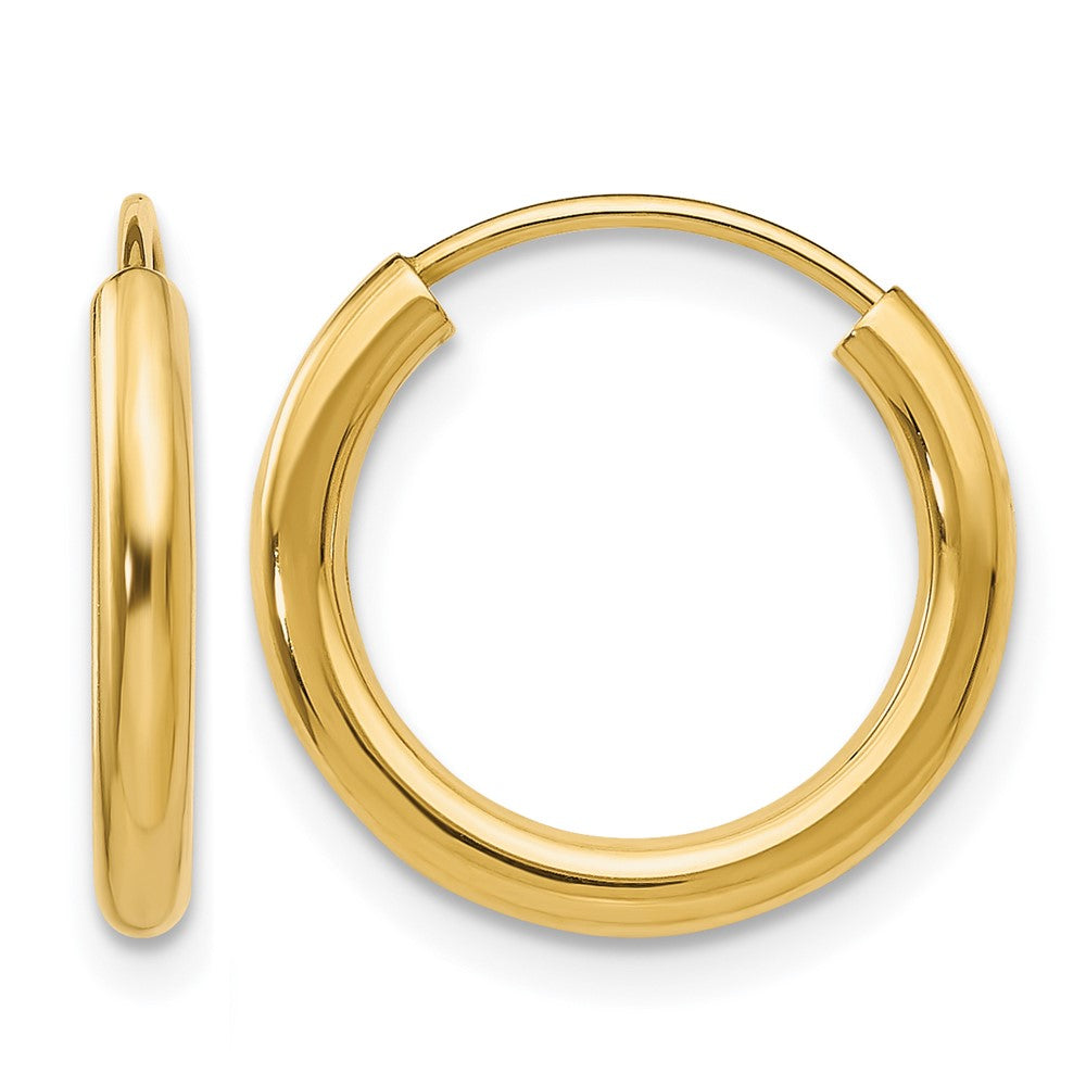14K Gelbgold Poliert Rund Endlos 2mm Creolen