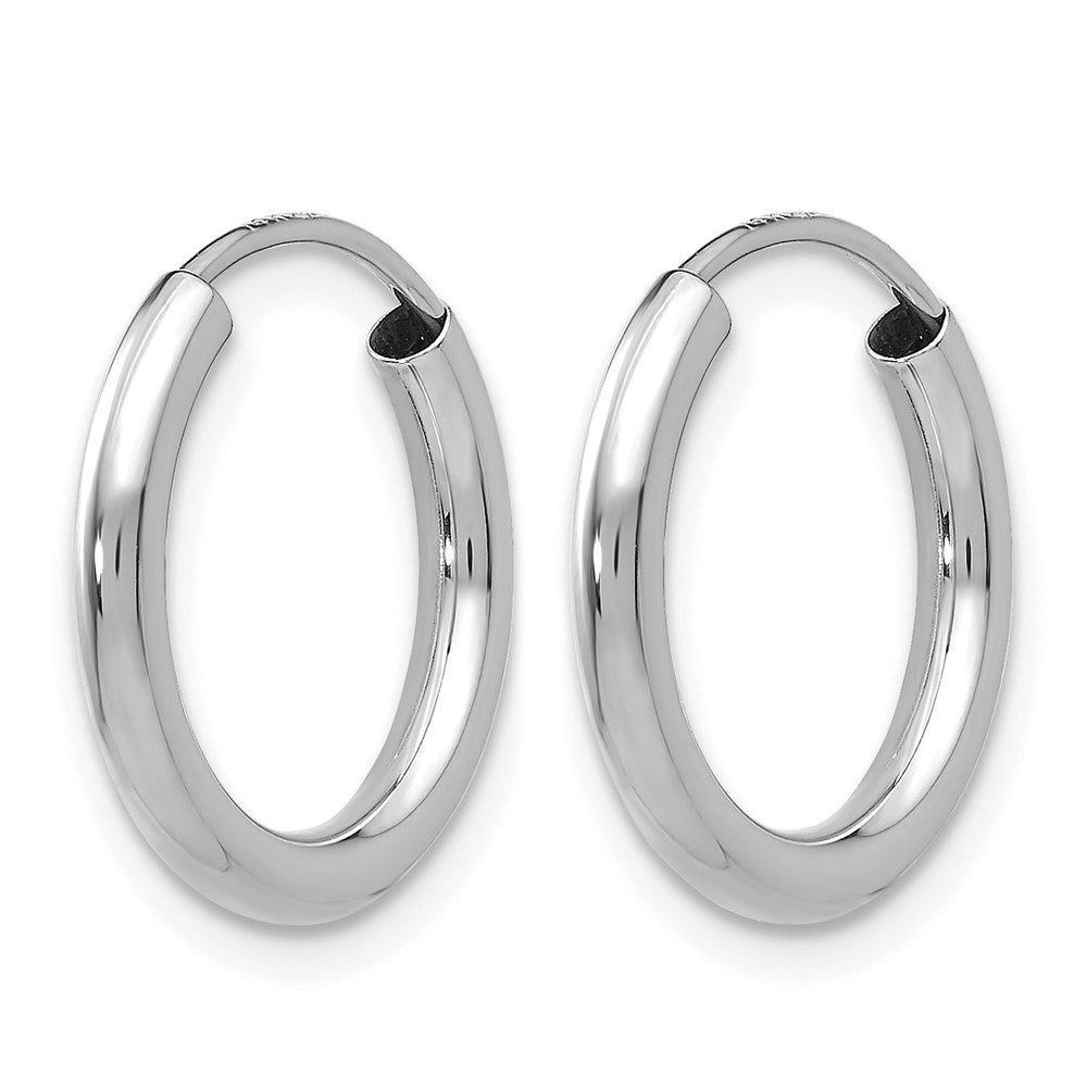 14K Weißgold Poliert Endlos 2mm Creolen