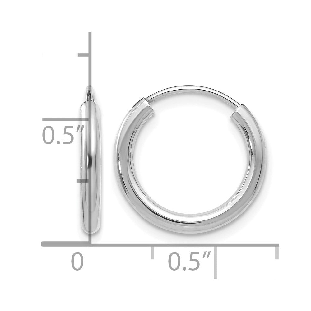 14K Weißgold Poliert Endlos 2mm Creolen