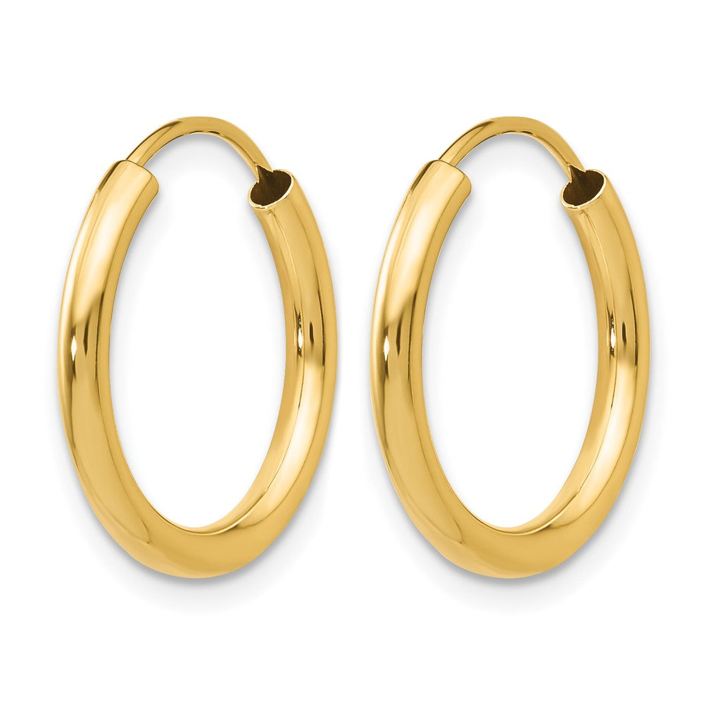 14K Gelbgold Poliert Rund Endlos 2mm Creolen