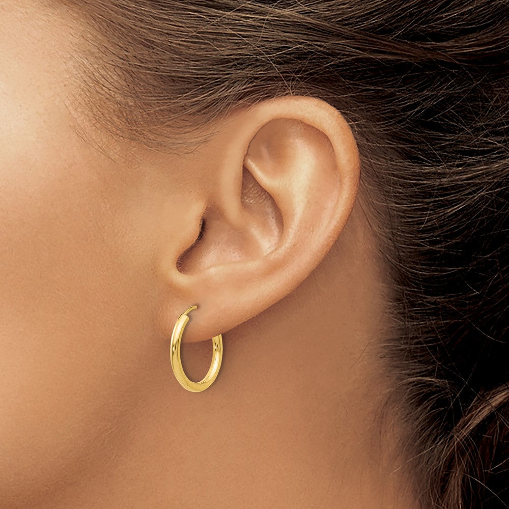 14K Gelbgold Poliert Rund Endlos 2mm Creolen
