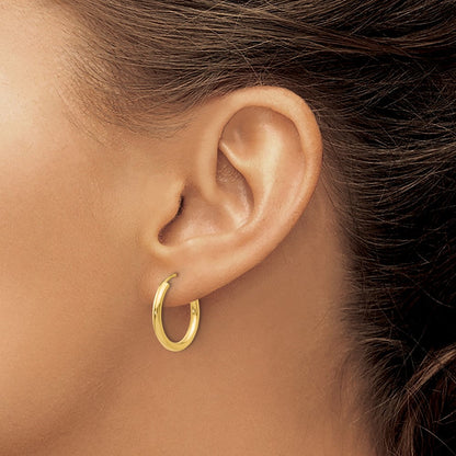 14K Gelbgold Poliert Rund Endlos 2mm Creolen