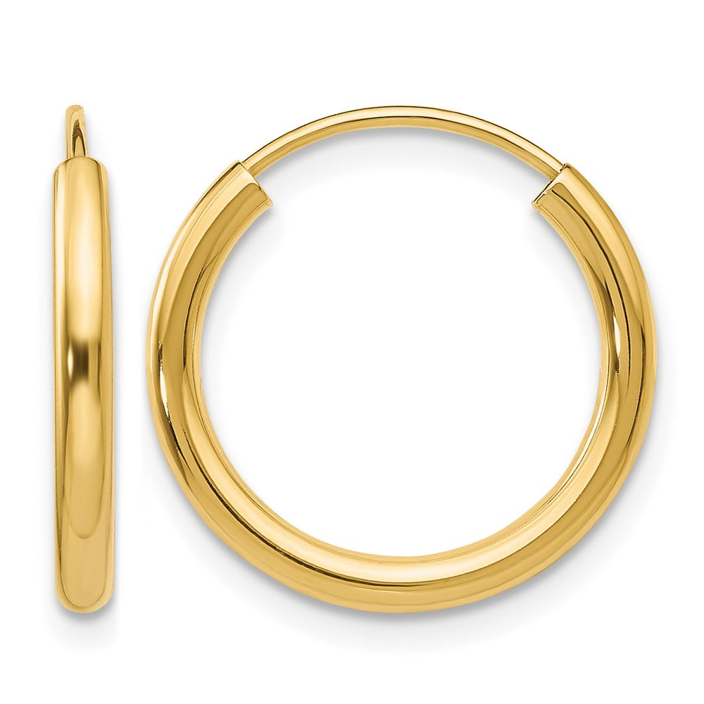 14K Gelbgold Poliert Rund Endlos 2mm Creolen