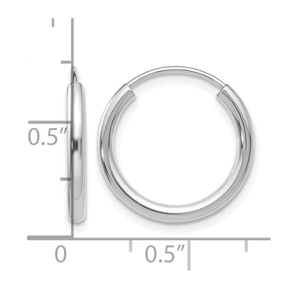 14K Weißgold Poliert Endlos 2mm Creolen