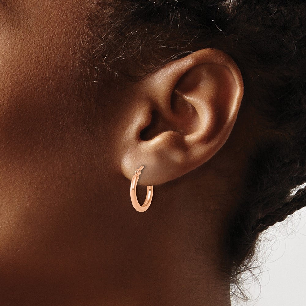 14K Roségold Poliert 2x15mm Creolen