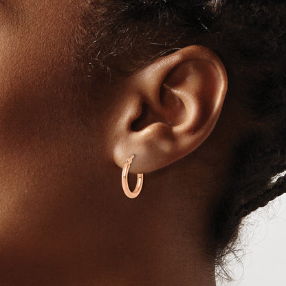 14K Roségold Poliert 2x15mm Creolen