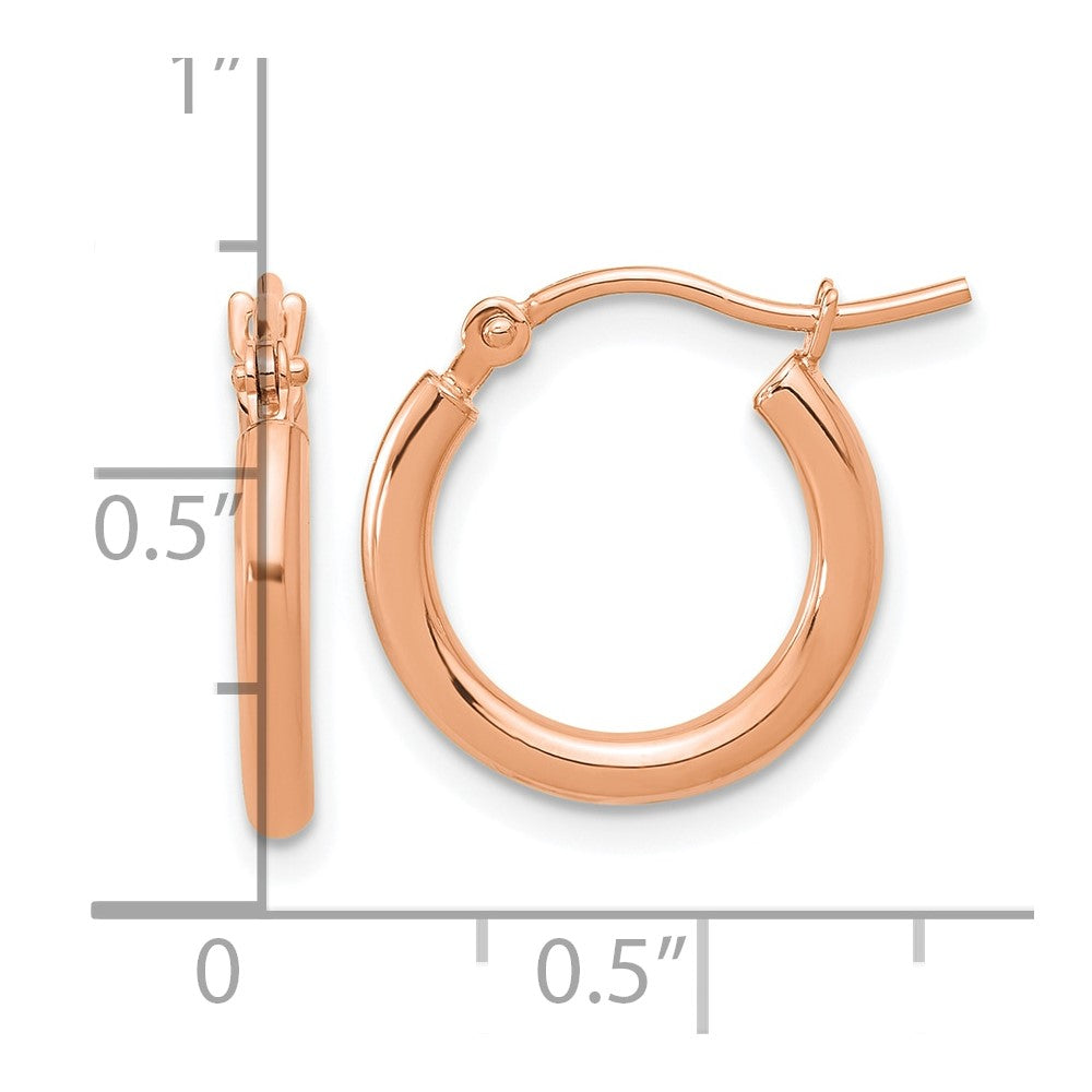 14K Roségold Poliert 2x15mm Creolen