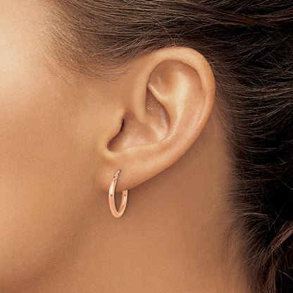 14K Roségold Poliert 2x17.5mm Creolen