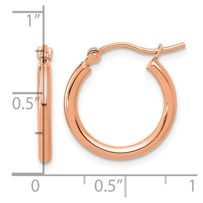 14K Roségold Poliert 2x17.5mm Creolen