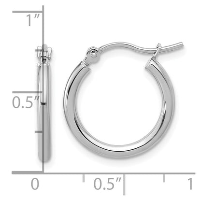 14K Weißgold Poliert 2x17.5mm Creolen