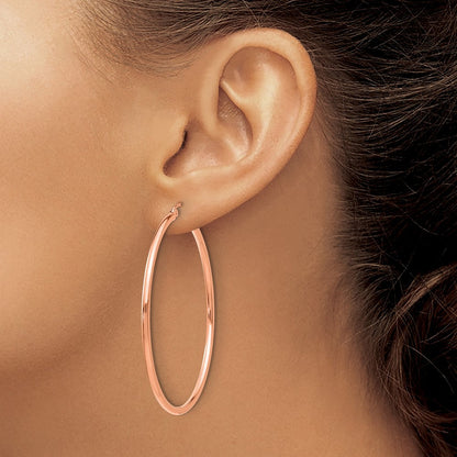 14K Roségold Poliert 2x50mm Creolen