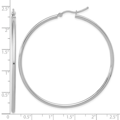 14K Weißgold Poliert 2x55mm Creolen