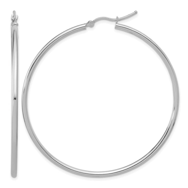 14K Weißgold Poliert 2x55mm Creolen