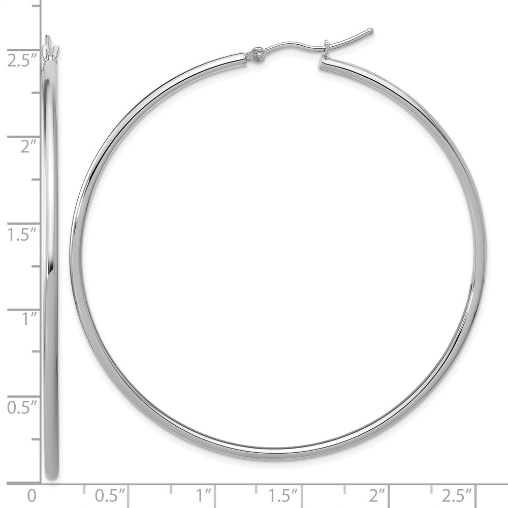 14K Weißgold Poliert 2x60mm Creolen