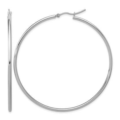 14K Weißgold Poliert 2x60mm Creolen