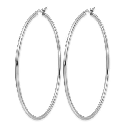 14K Weißgold Poliert 2x65mm Creolen