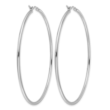 14K Weißgold Poliert 2x65mm Creolen