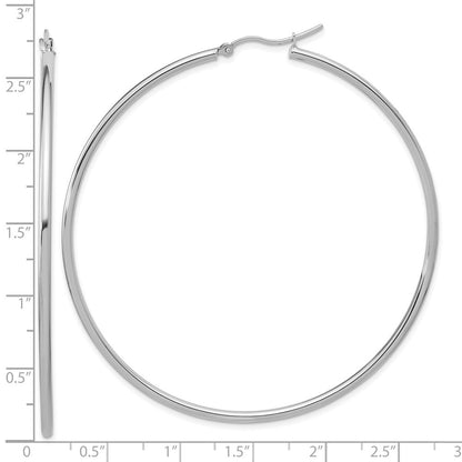 14K Weißgold Poliert 2x65mm Creolen