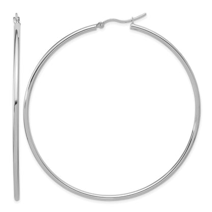 14K Weißgold Poliert 2x65mm Creolen