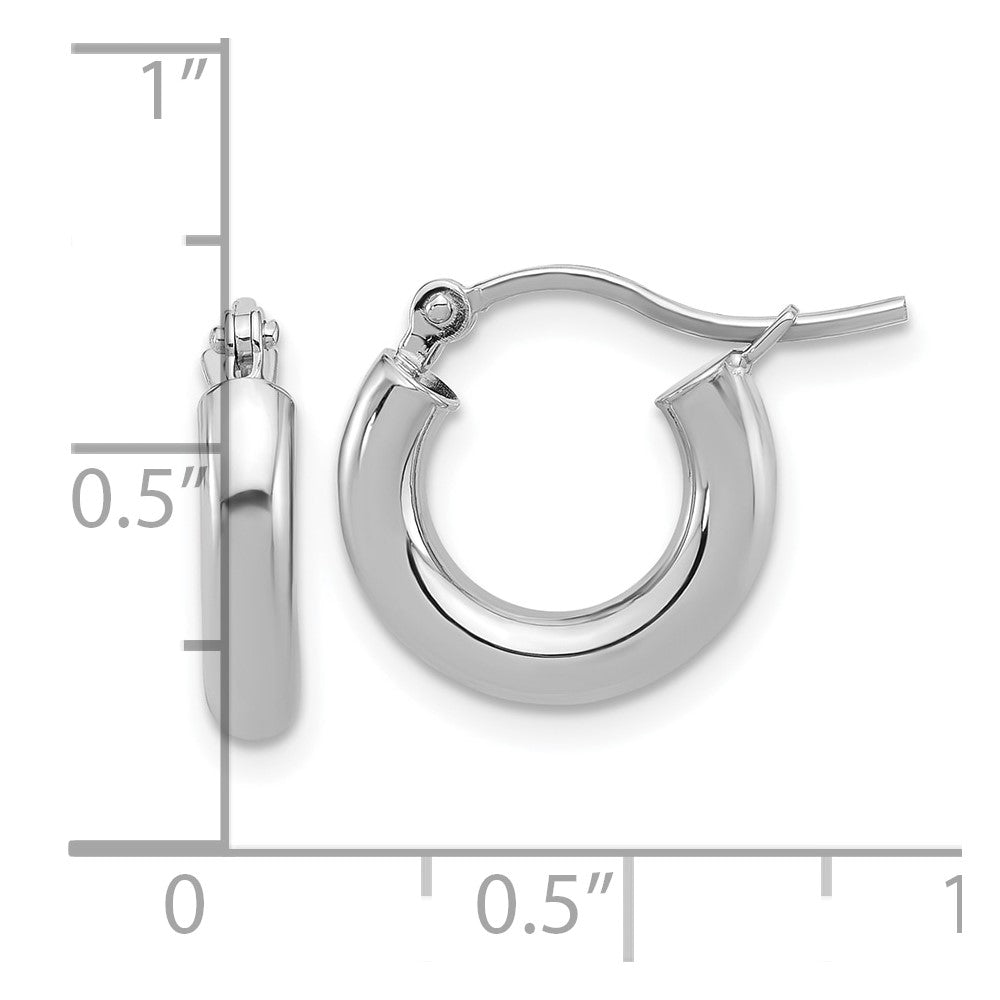 14K Weißgold Poliert 3mm Creolen
