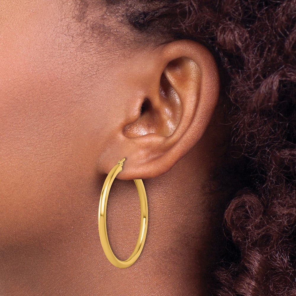14K Gelbgold Poliert 3mm Creolen