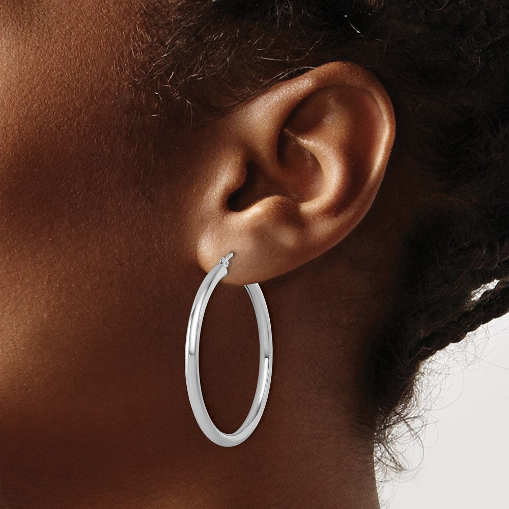 14K Weißgold Poliert 3mm Creolen