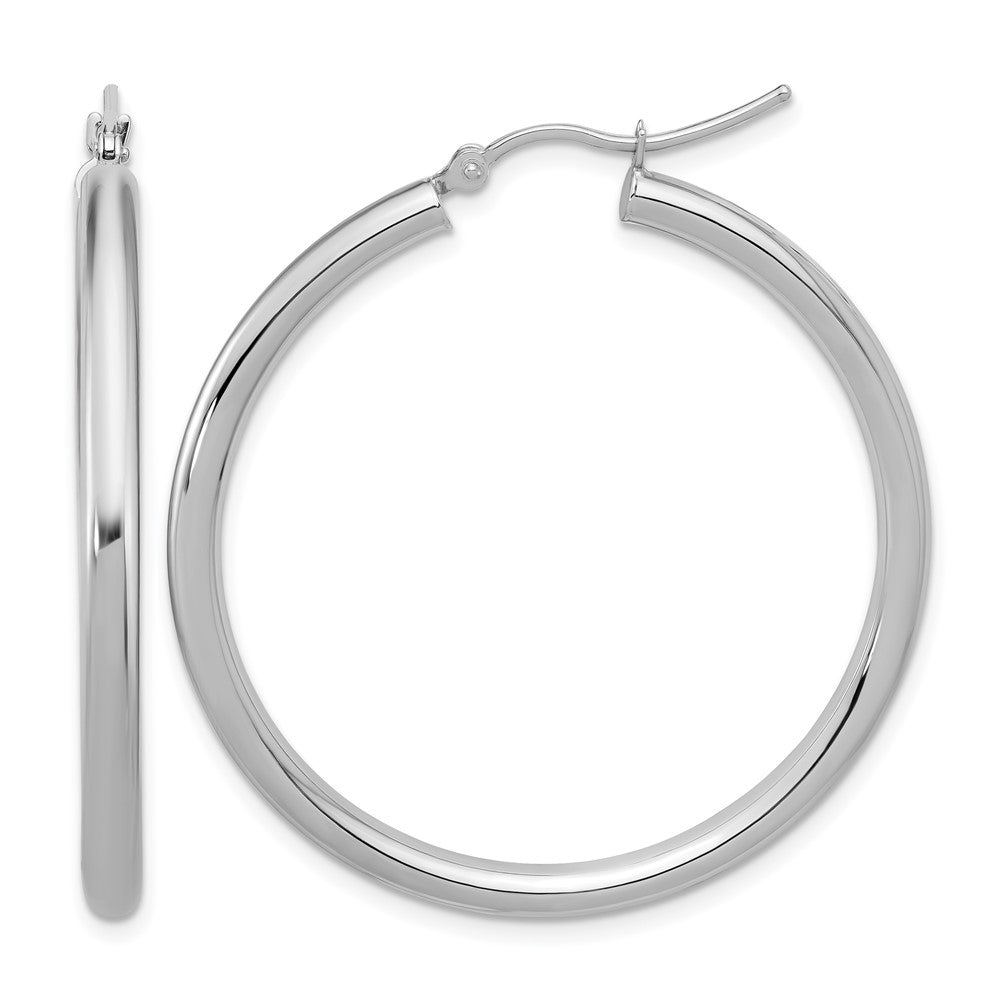 14K Weißgold Poliert 3mm Creolen