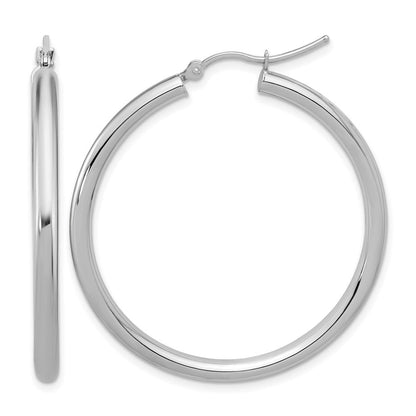 14K Weißgold Poliert 3mm Creolen