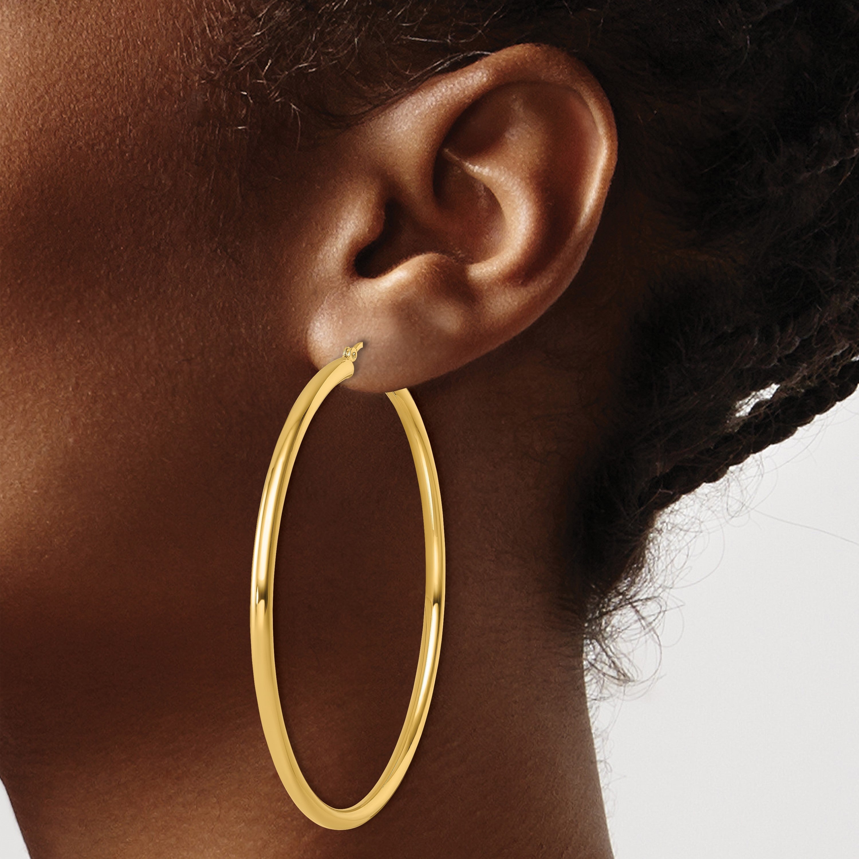 14K Gelbgold Poliert 3mm Creolen