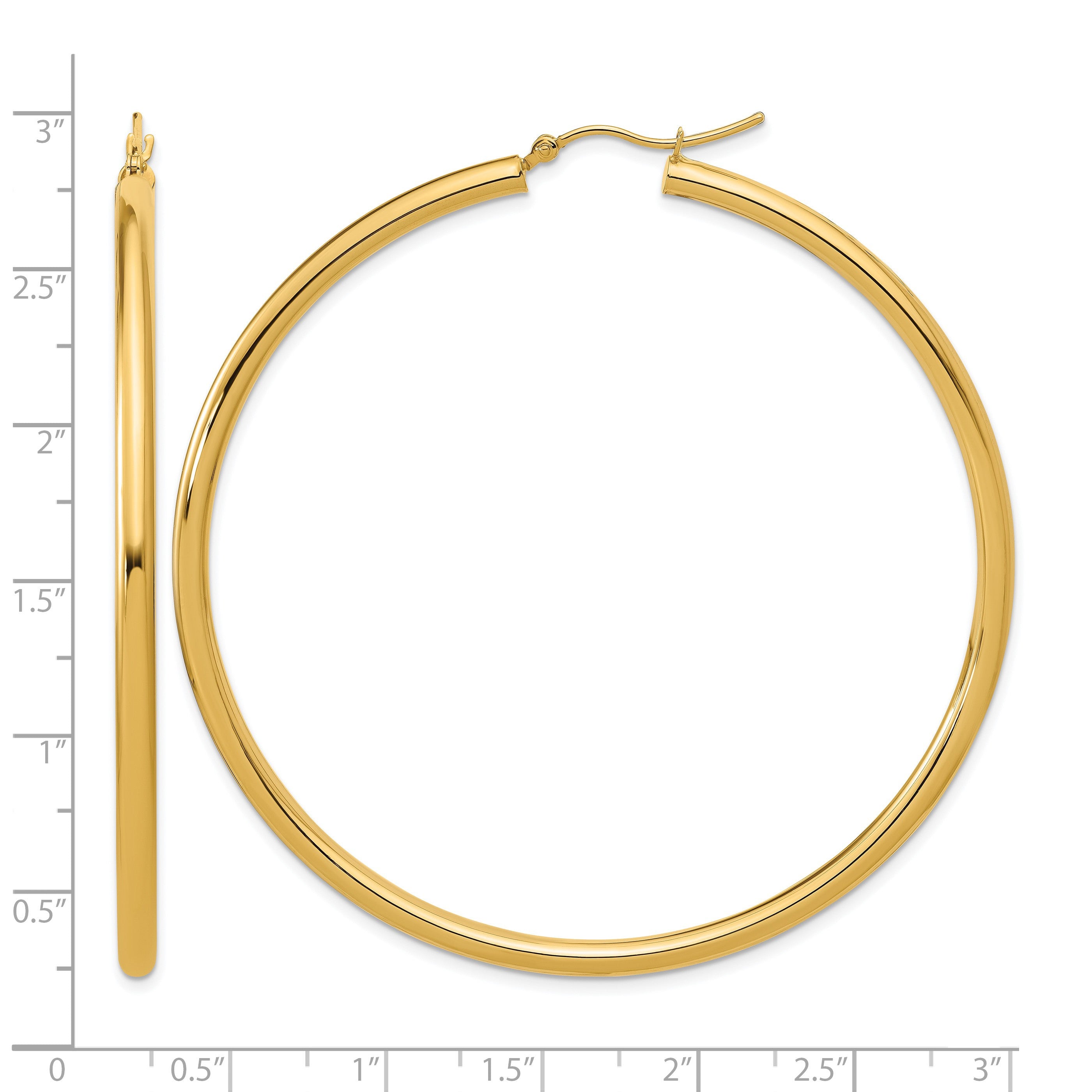 14K Gelbgold Poliert 3mm Creolen